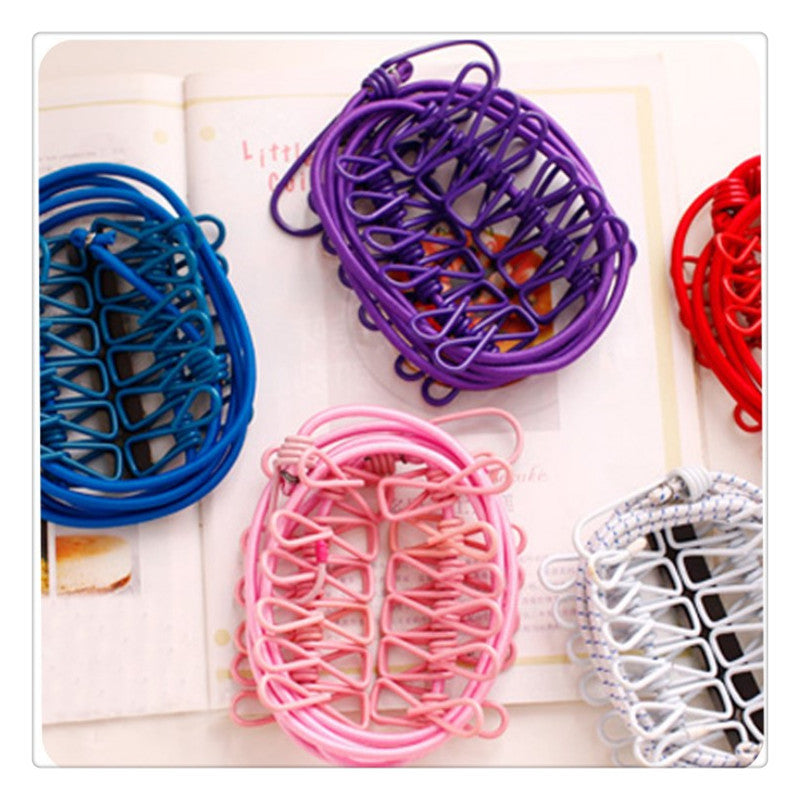 Portable Elastic Washing Line With 12 Clips
