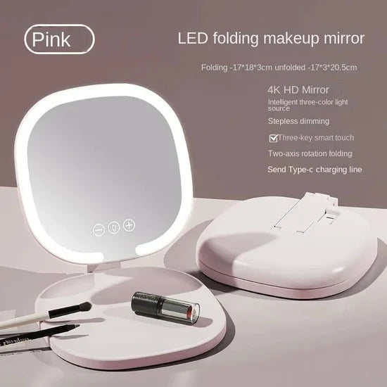 Foldable Desktop LED Makeup Mirror