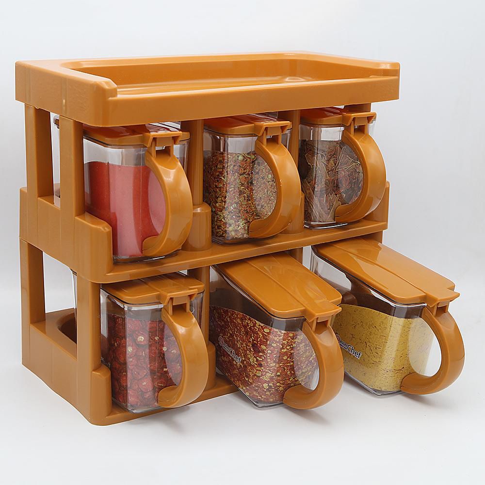 6pcs Spice Rack with Spoon - Discount Mart