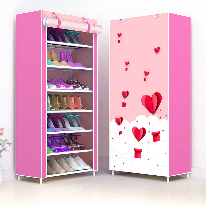 Cabinet Shoes Organizer With Printed Dust Proof Cover (Random Design)