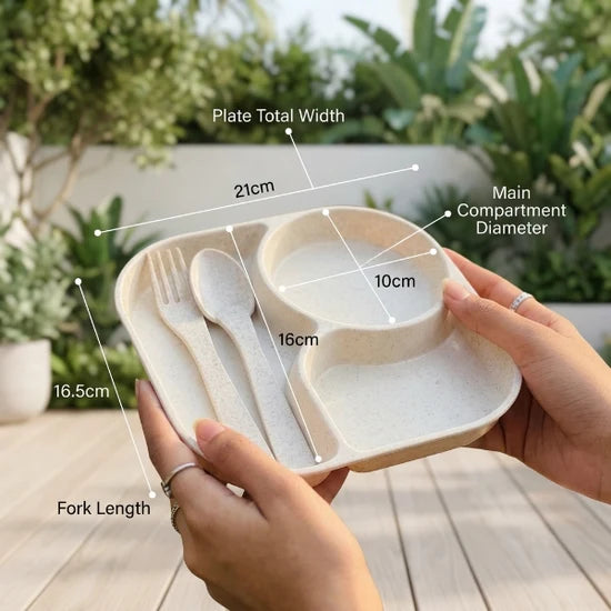 3-Section Plate With Spoon & Fork