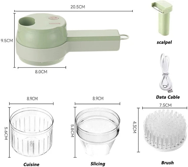 4 In 1 Handheld USB Charging Electric Vegetables Cutter Chopper.