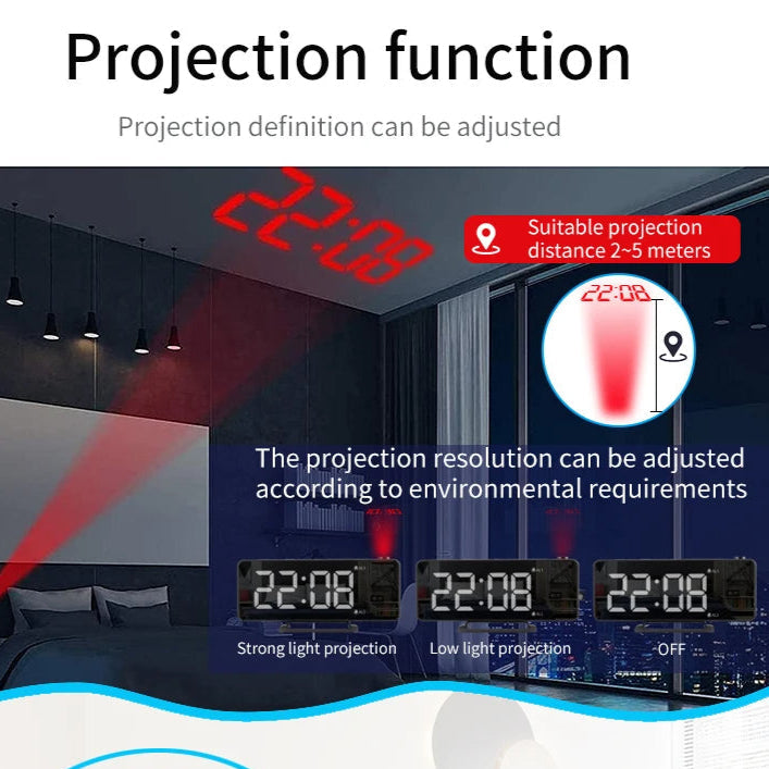 LED Digital Alarm Clock with Projection Time