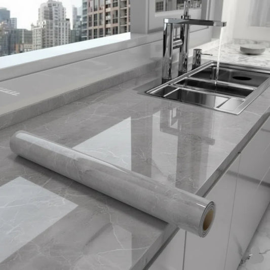 Grey Marble Texture Design PVC Waterproof Sheet (60cmx200cm)