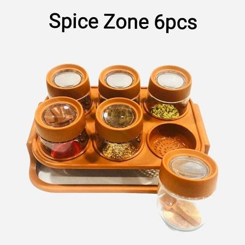 Spice Zone 6 Pieces Masala Rack With Elegant Stand - Discount Mart