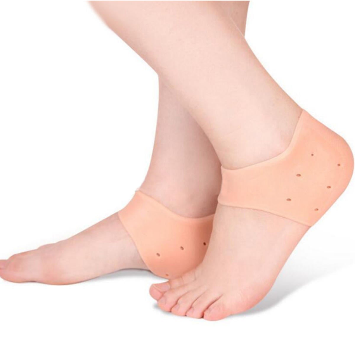 1 Pair Silicone Gel Heel Pad Socks for Pain Relief & Anti Crack Heel - Discount Mart