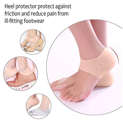 1 Pair Silicone Gel Heel Pad Socks for Pain Relief & Anti Crack Heel - Discount Mart
