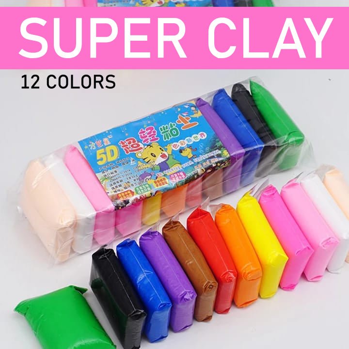 12 Colors Super Clay Art DIY Clay with Modelling Tools - Discount Mart
