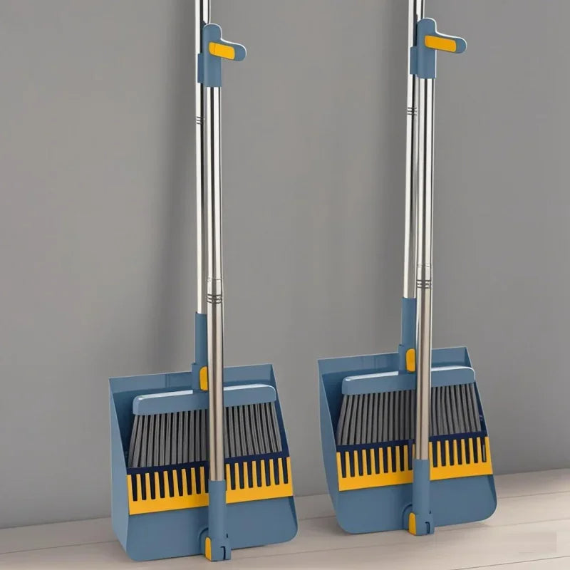 Household Broom And Dustpan with Long Steel Handle