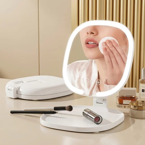 Foldable Desktop LED Makeup Mirror