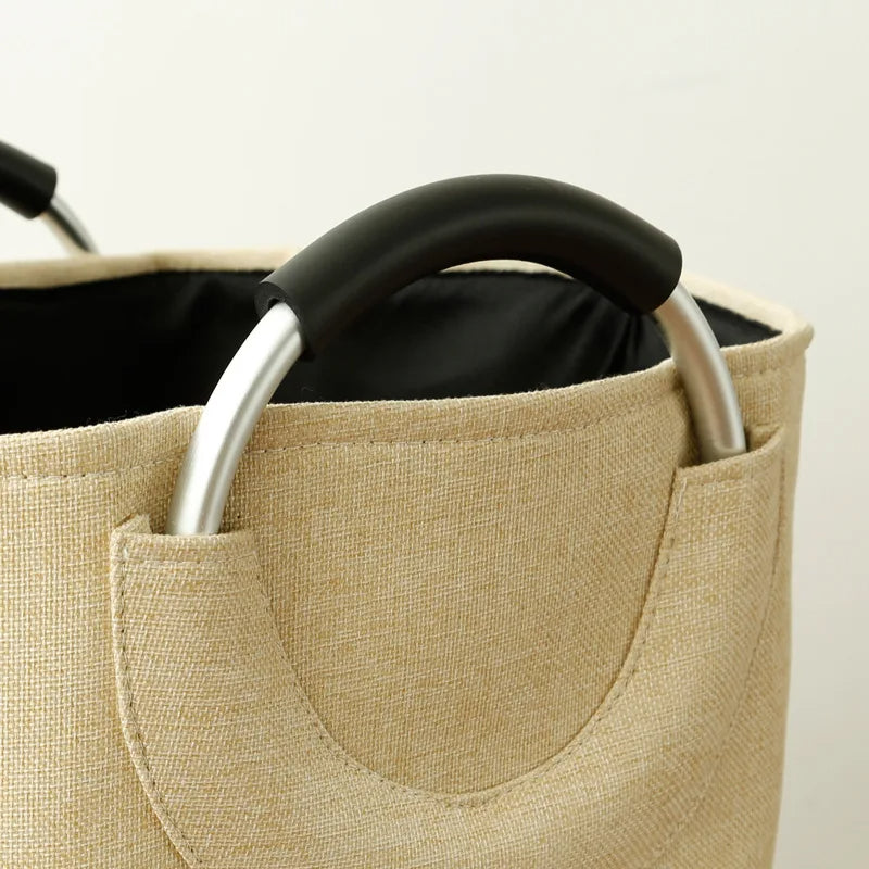 Portable Folding Laundry Basket with Steel Handle
