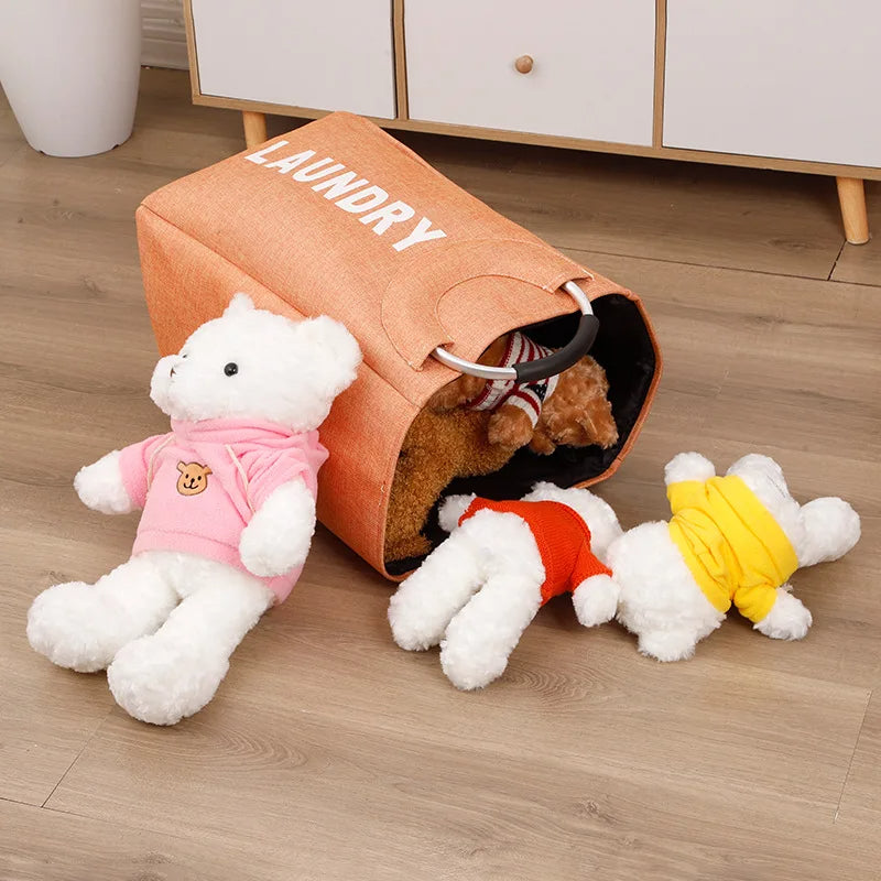 Portable Folding Laundry Basket with Steel Handle