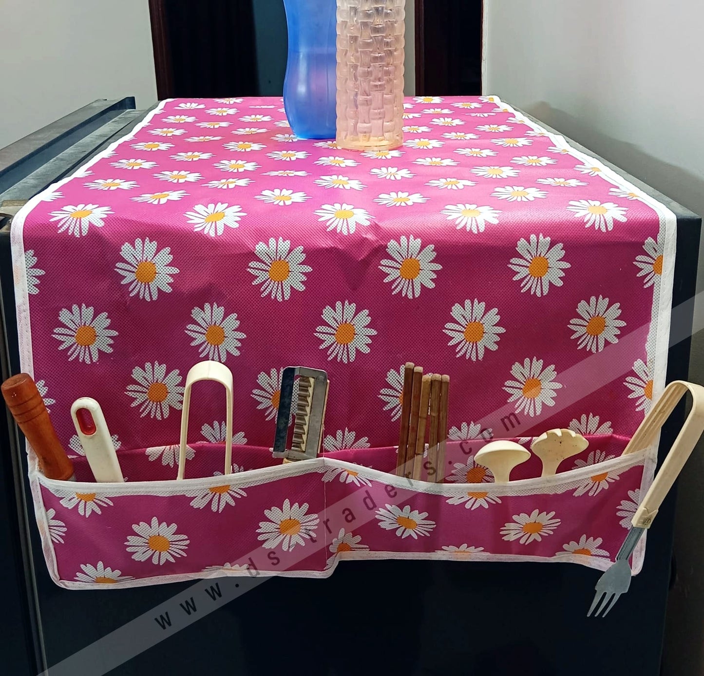 High Quality Fridge Cover with 6 Pockets Organizer