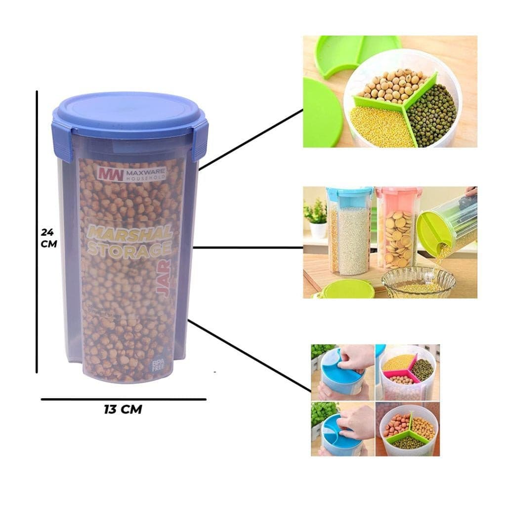 3 Portions Air Tight Storage Container for Multipurpose Use - Discount Mart