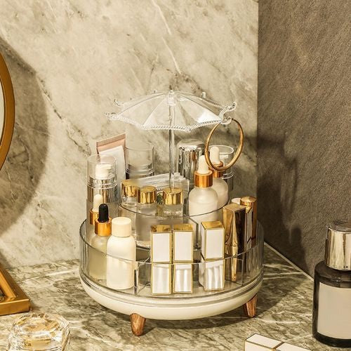 360 Rotating Acrylic Umbrella Cosmetic Organizer