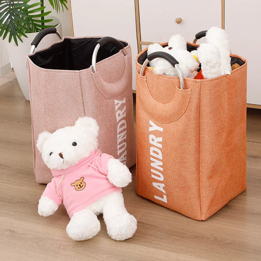 Portable Folding Laundry Basket with Steel Handle