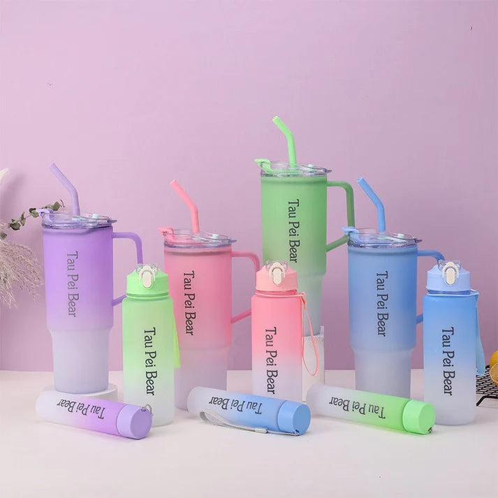 3-Pack Tumbler Bottles with Lids and Straws (Plastic)