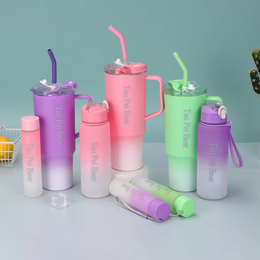 3-Pack Tumbler Bottles with Lids and Straws (Plastic)