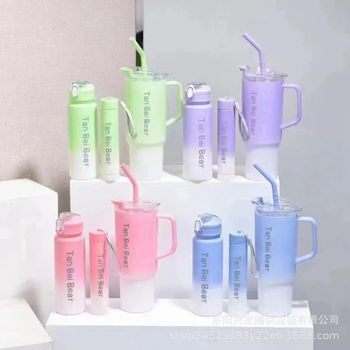 3-Pack Tumbler Bottles with Lids and Straws (Plastic)