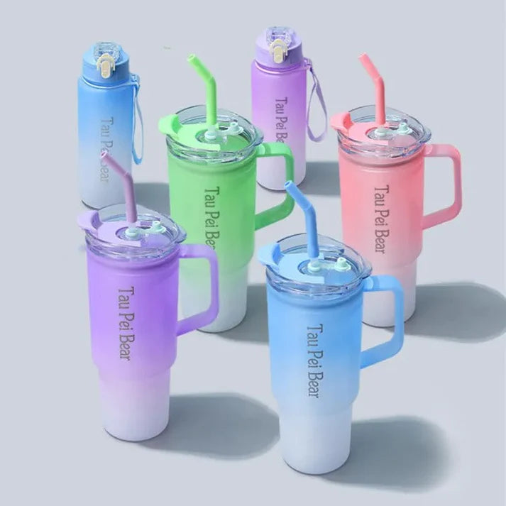 3-Pack Tumbler Bottles with Lids and Straws (Plastic)