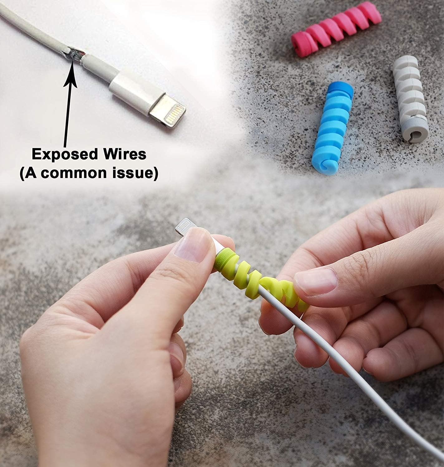 4 Pcs Pack Of Spiral Silicone Cable Protectors. - Discount Mart