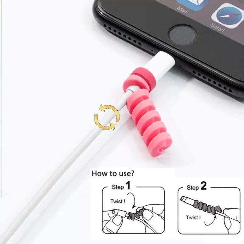 4 Pcs Pack Of Spiral Silicone Cable Protectors. - Discount Mart