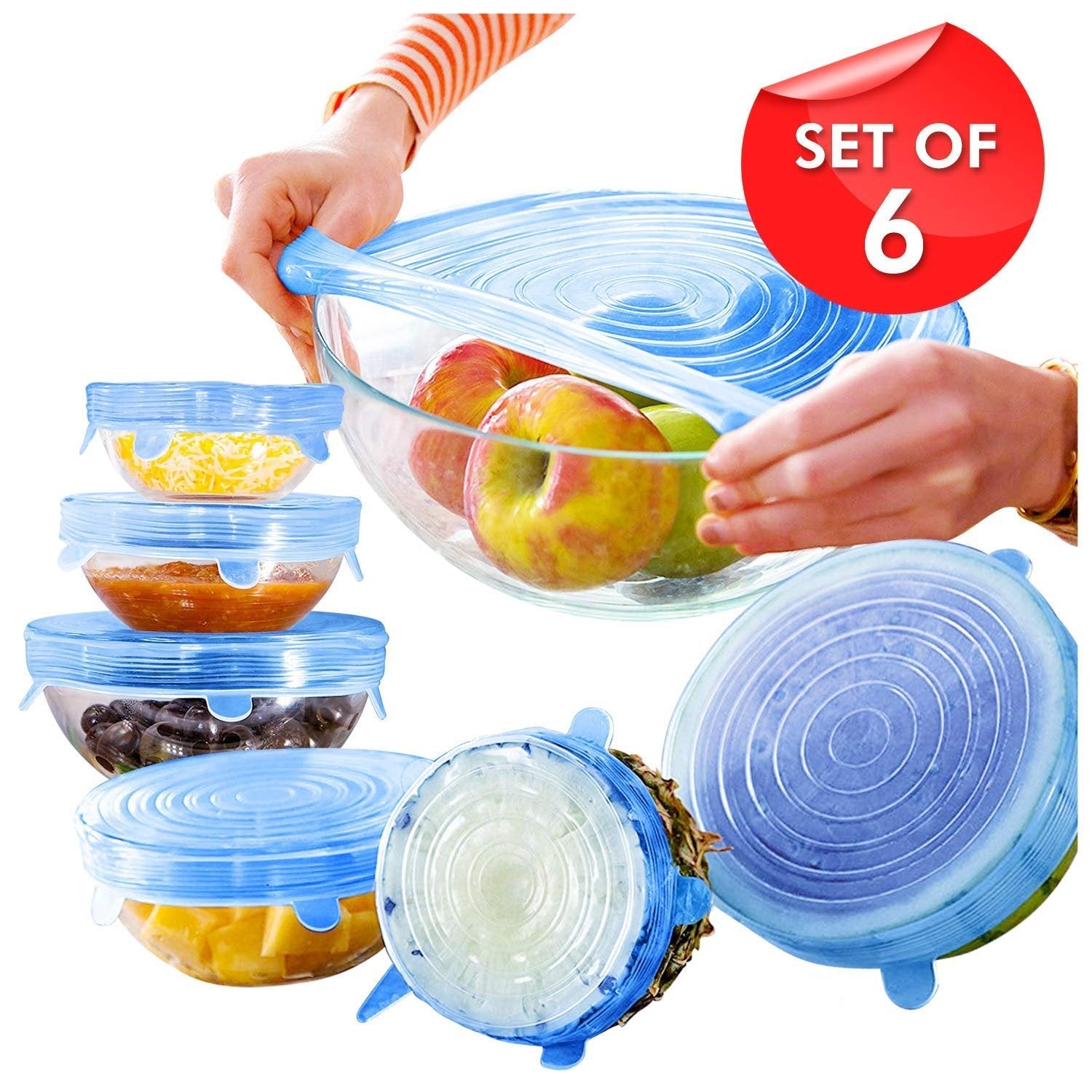 6 Pieces Silicon Lids - Discount Mart