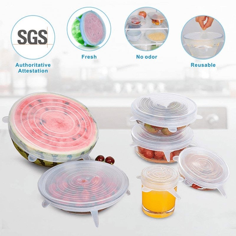 6 Pieces Silicon Lids - Discount Mart