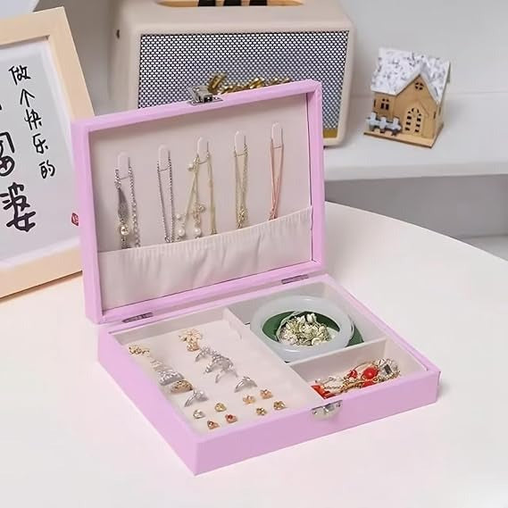 Portable Leather Jewelry Organizer Box