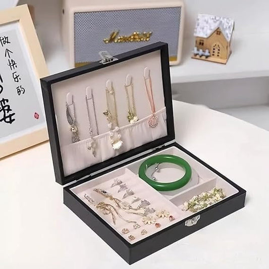 Portable Leather Jewelry Organizer Box