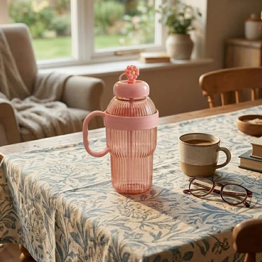 Portable Plastic Water Bottle with Straw (900ML)