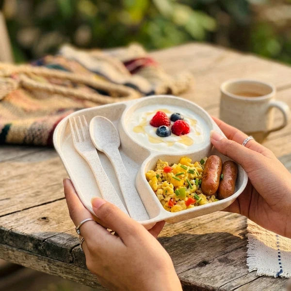 3-Section Plate With Spoon & Fork