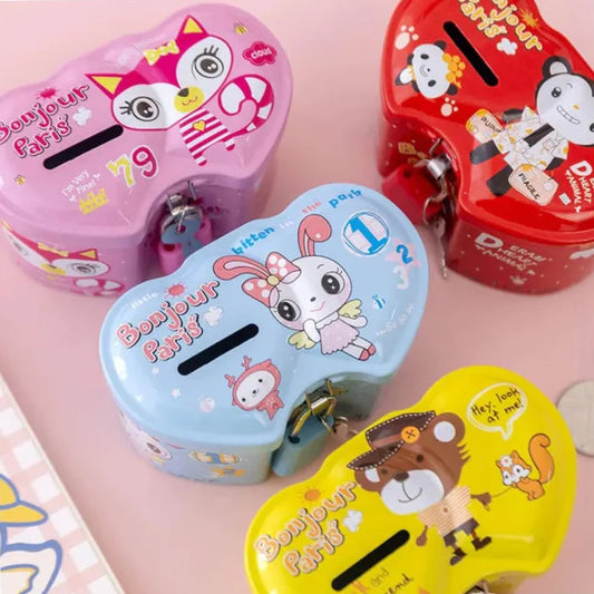 Double Heart Shape Metal Coin Box