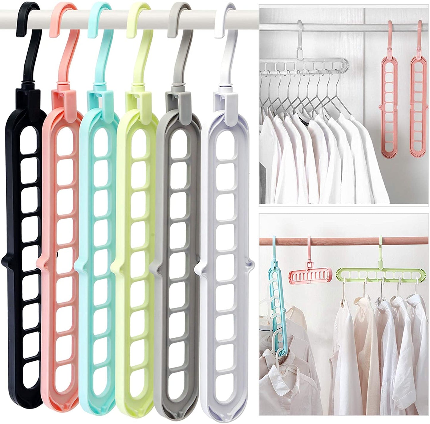 9 Hole Magic Rotating Hanger | Smart Cloth Organizer - Discount Mart