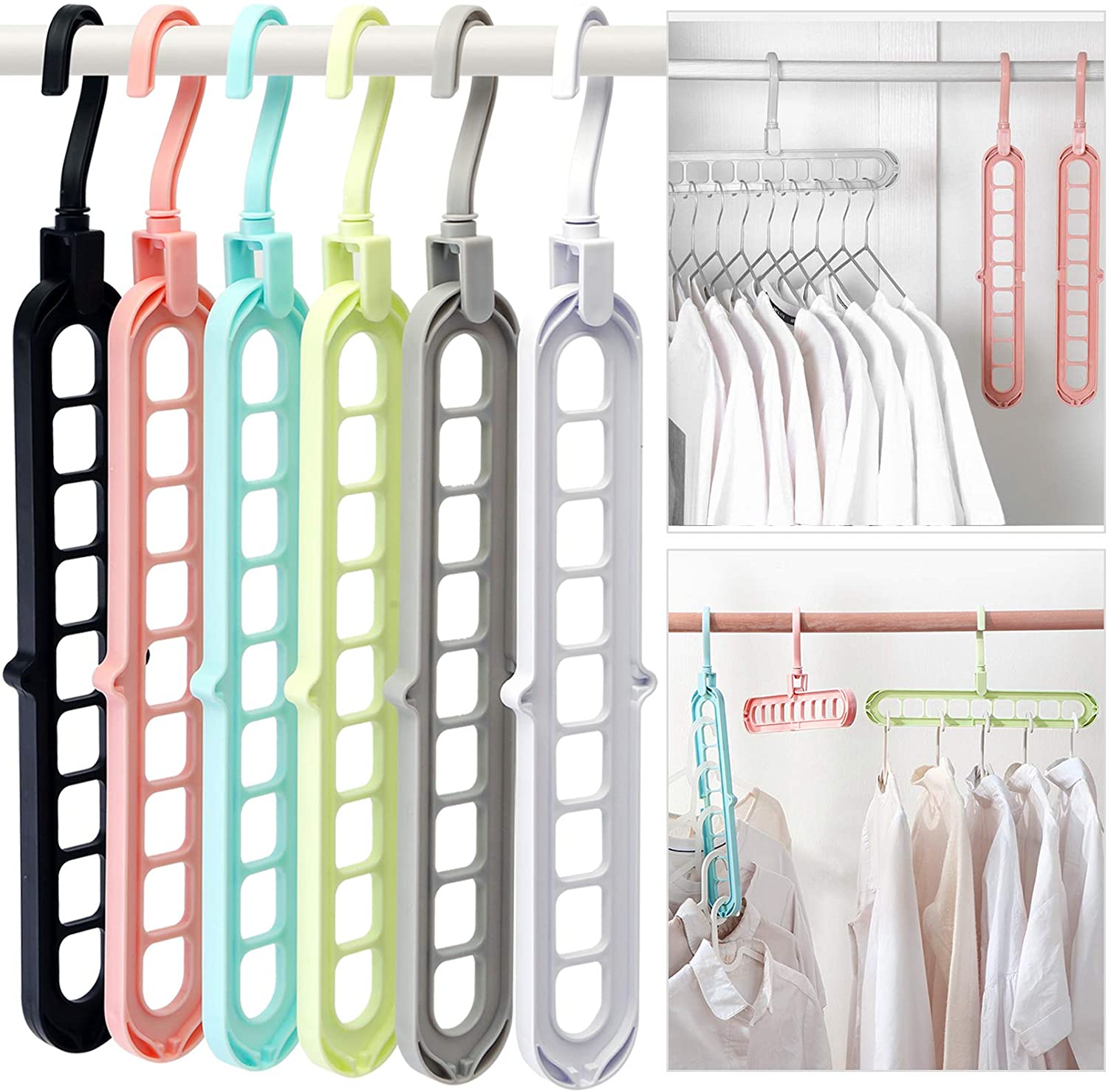 9 Hole Magic Rotating Hanger | Smart Cloth Organizer - Discount Mart
