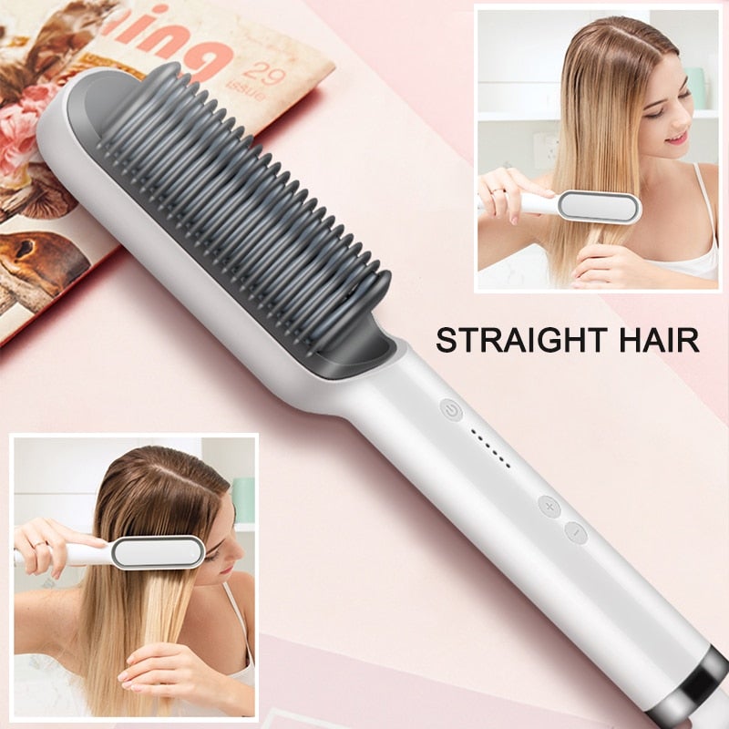 909 Hair Straightener - Ceramic Heated Hair Brush - Discount Mart