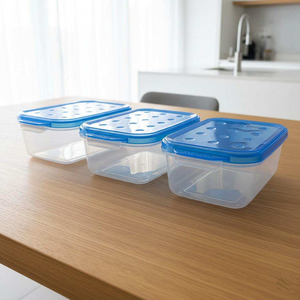 3PCs Plastic Airtight Food Container(1500ml)
