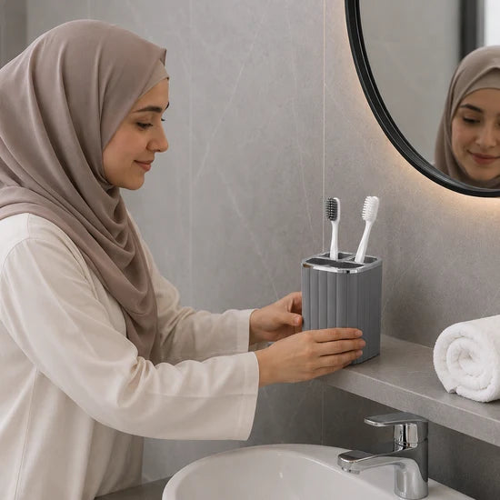 Bathroom Storage Toothbrush Holder with 3 Divider