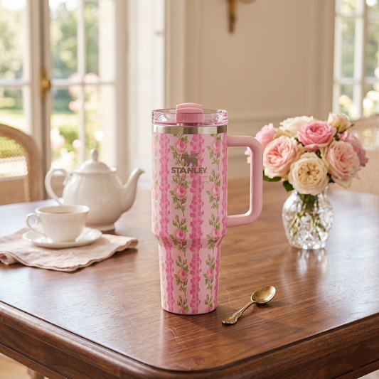 Stainless Steel Flower Printed Tumbler