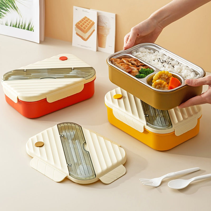 3 Compartment Stainless Steel Double Layer Lunchbox