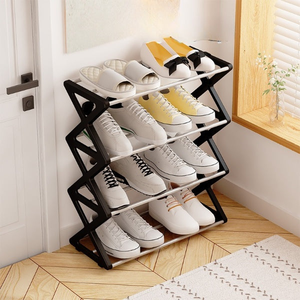 5 Layer X Shape Stainless Steel Foldable Shoe Rack