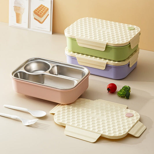 3 Compartment Stainless Steel Double Layer Lunchbox