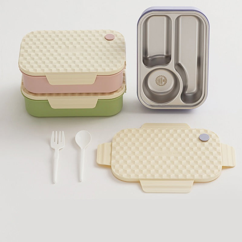 3 Compartment Stainless Steel Double Layer Lunchbox