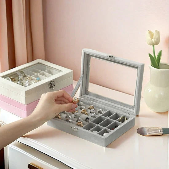 Multi Grid Velvet Jewelry Box