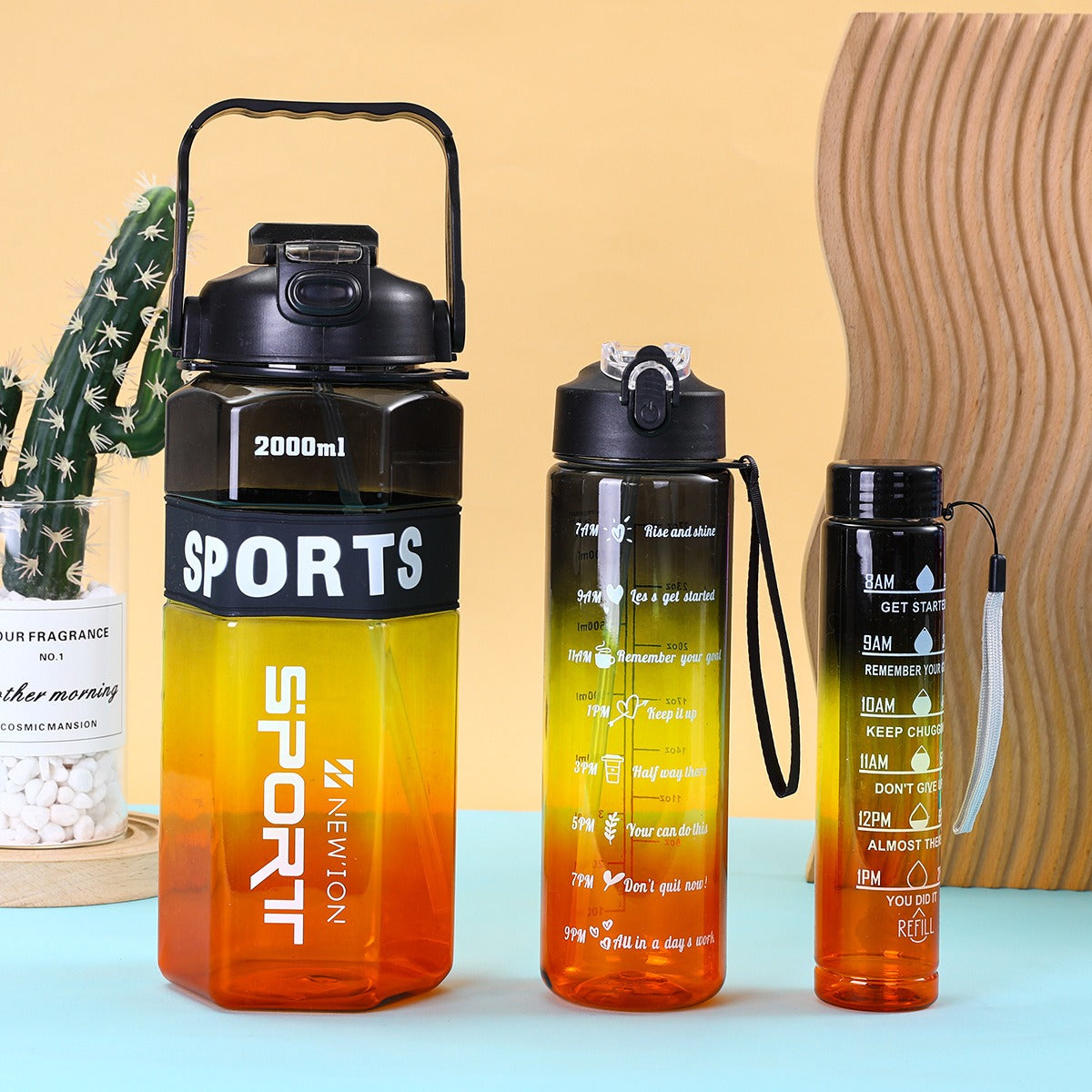 3Pcs Set High Quality Plastic Gradient Water Bottle