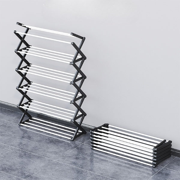 5 Layer X Shape Stainless Steel Foldable Shoe Rack