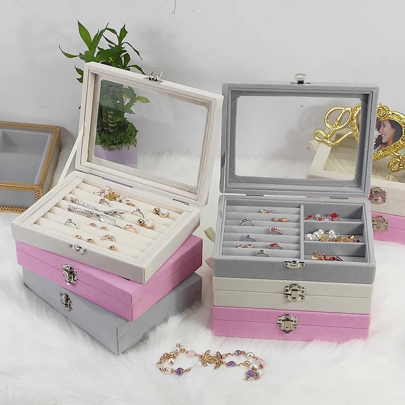 Multi Grid Velvet Jewelry Box