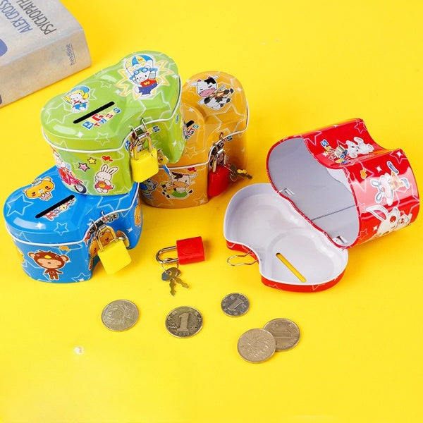 Double Heart Shape Metal Coin Box