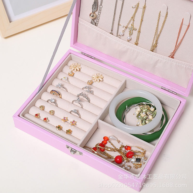 Portable Leather Jewelry Organizer Box