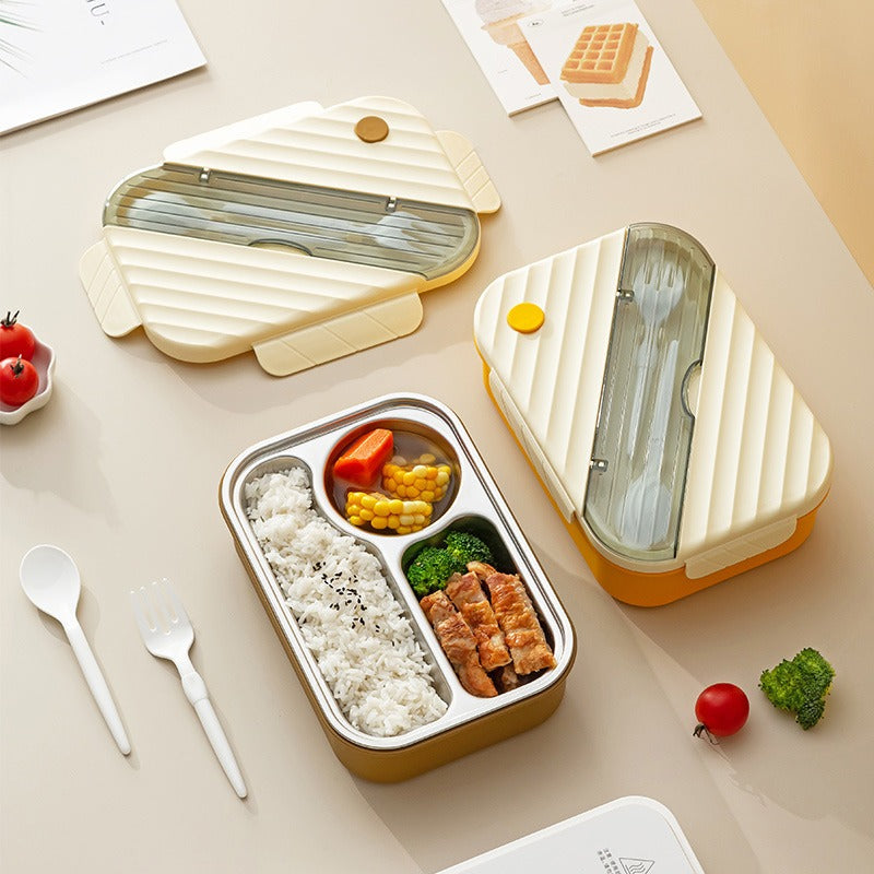 3 Compartment Stainless Steel Double Layer Lunchbox